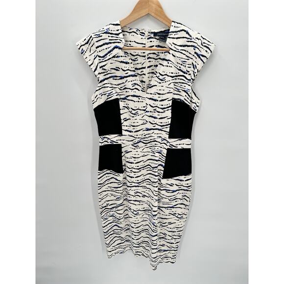 French Connection Tapir Wave Capped Sleeve Pencil Dress // 6 - Picture 4 of 12